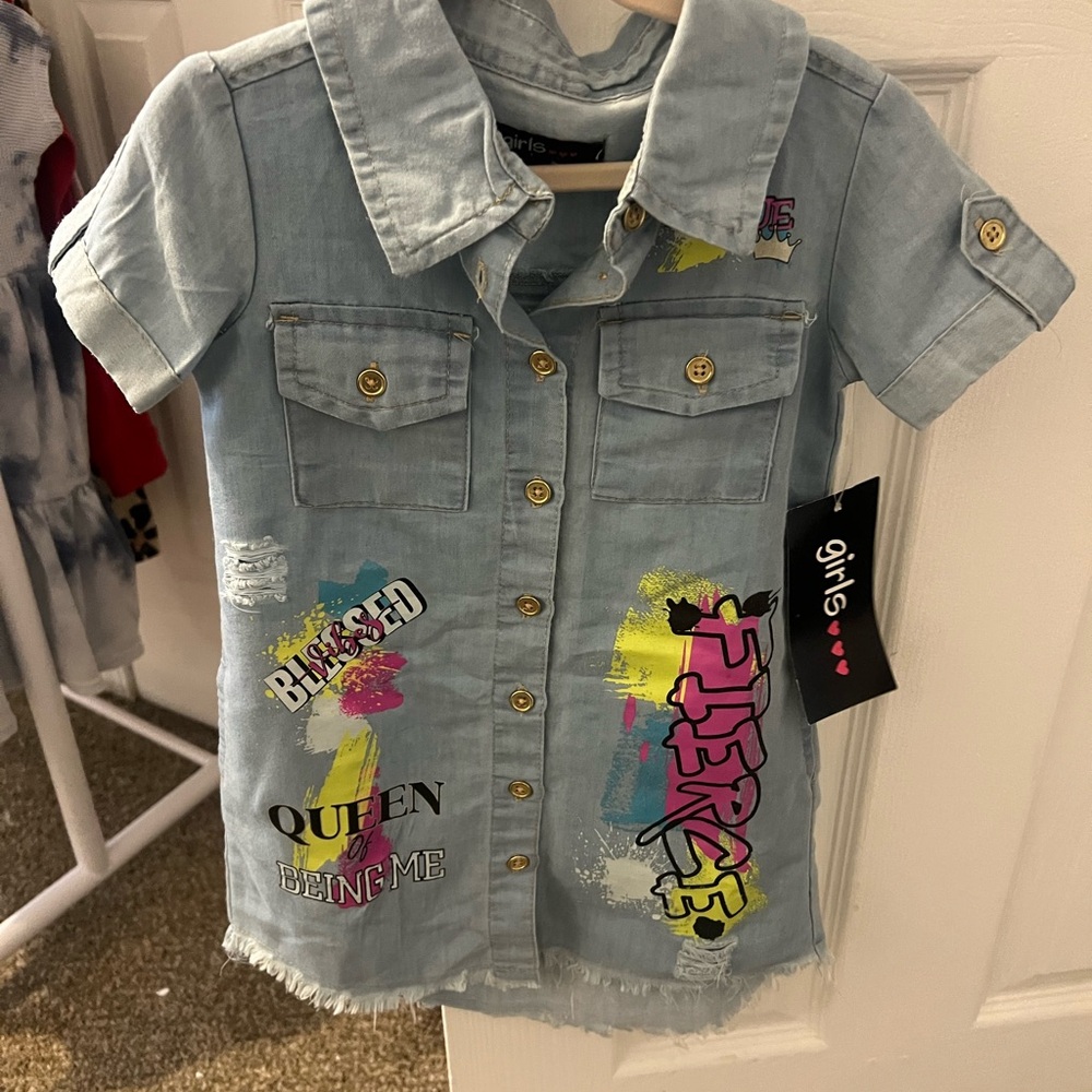 The Girls Denim Jacket with Colorful Graphics
